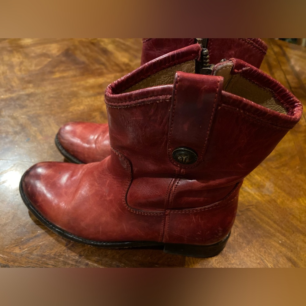 Vintage Frye Leather Campus boots Rare Cognac Brown Size 51/2 b Zip Up